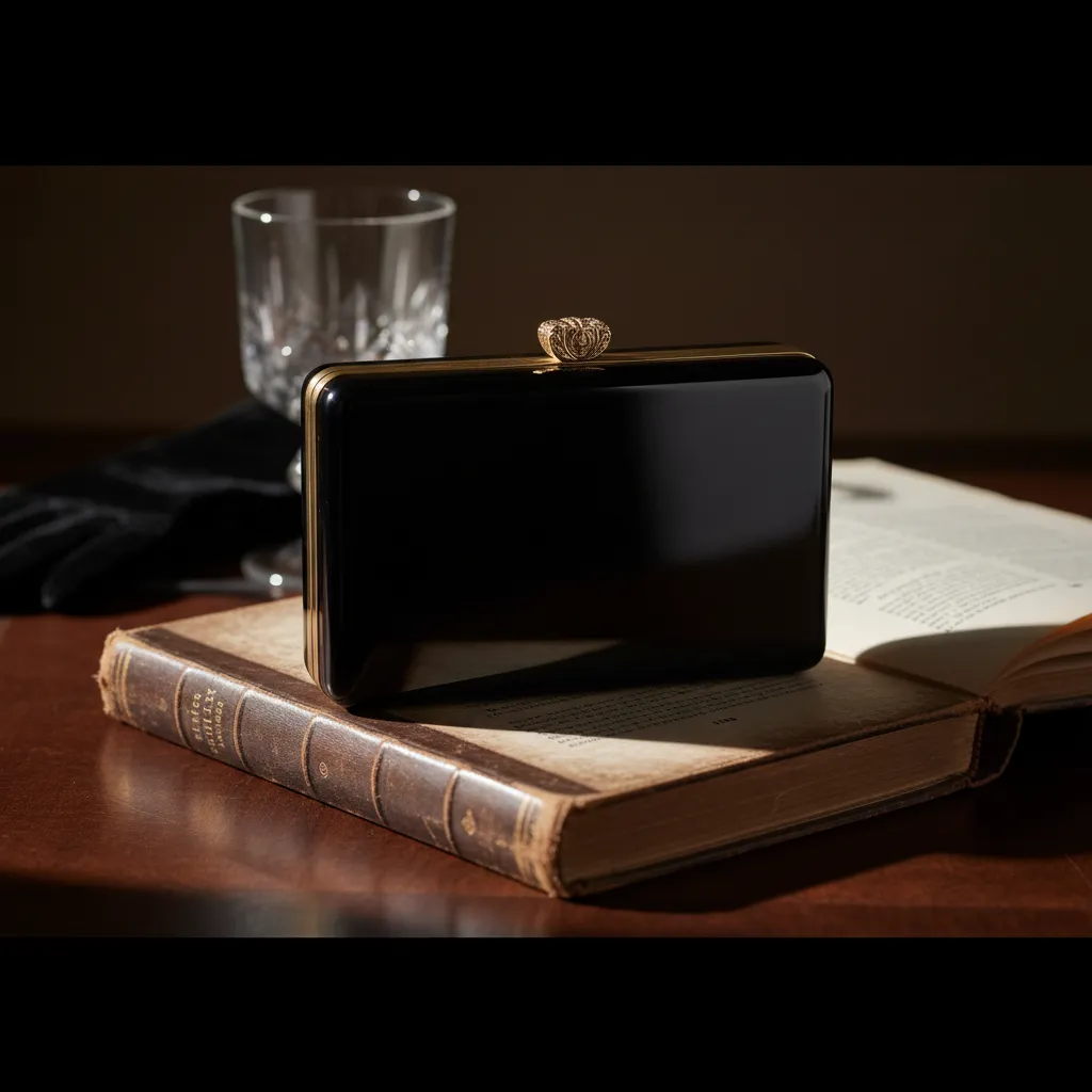 La box rigide en résine laquée noire à fermoir doré : un classique architectural qui traverse les décennies sans prendre une ride