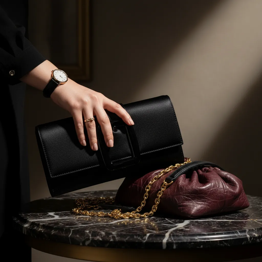 Satin duchesse, cuir froissé et chaîne dorée : le trio gagnant pour les sacs du soir hiver 2025