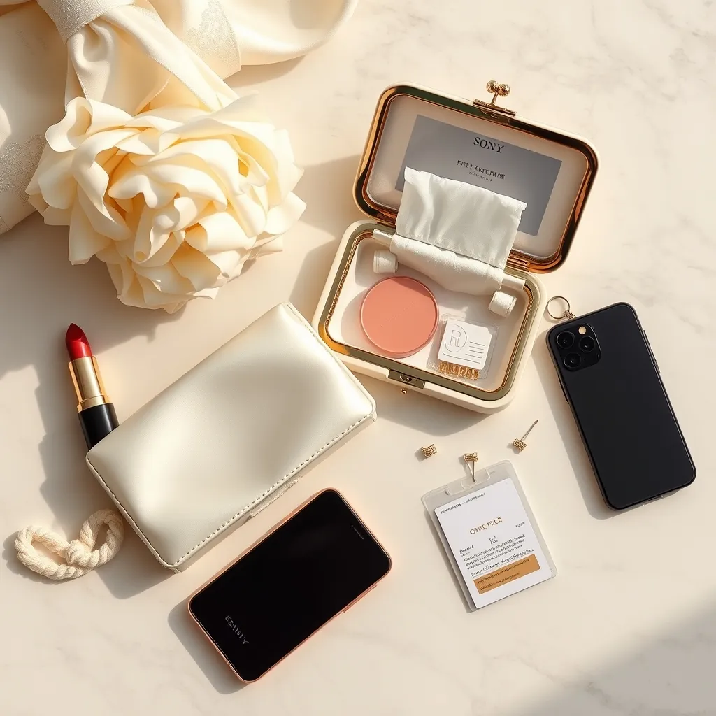 Six catégories d'objets, pas une de plus : la checklist complète de ce qui doit tenir dans la minaudière de la mariée