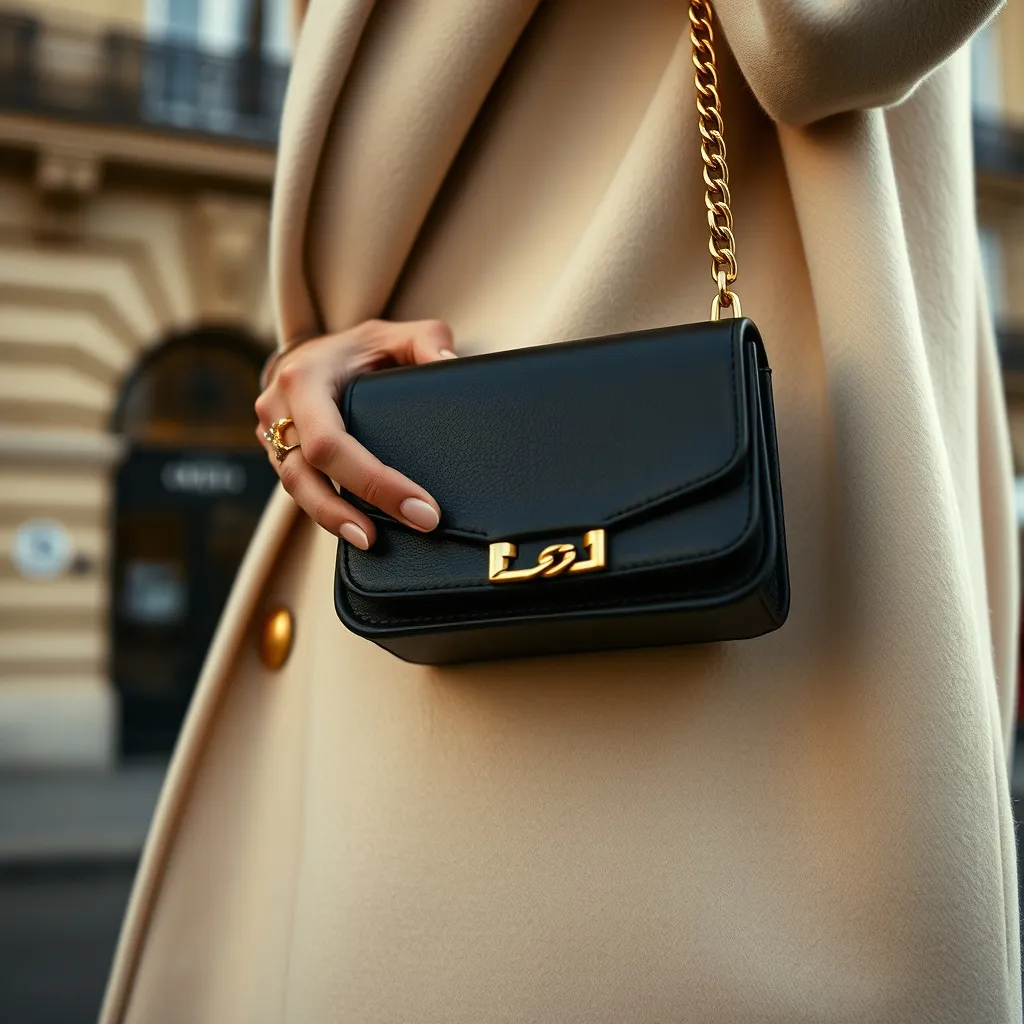 La bandoulière chaîne entrelacée de cuir, signature des grandes maisons, transforme un petit sac en bijou de silhouette
