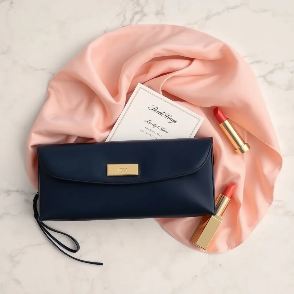 Navy et rose poudré : l'association plébiscitée pour les mariages de printemps, ici avec un fermoir en laiton doré