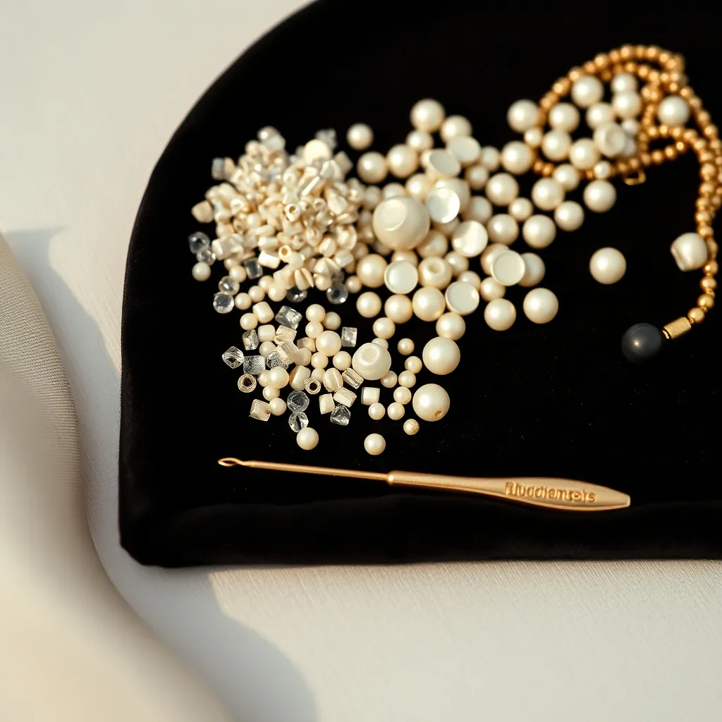 Perles de rocaille tchèques, cristaux Swarovski, nacre, perles d'eau douce : la palette du brodeur d'exception
