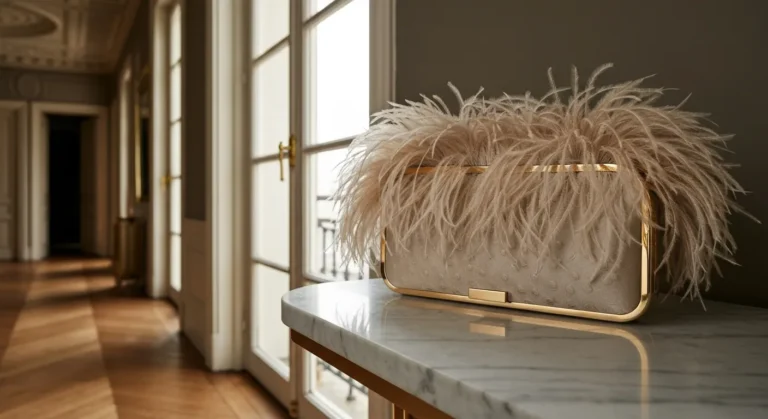 Pochette plumes : l'accessoire théâtral de saison