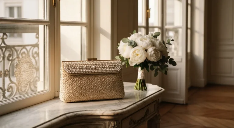 Pochette raphia mariage : la minaudière champêtre en vogue