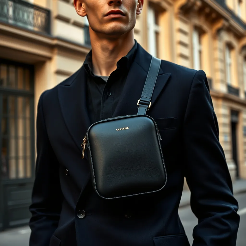 Le port en bandoulière croisée, réglée au niveau de la hanche, est devenu le code dominant du sac homme en milieu urbain