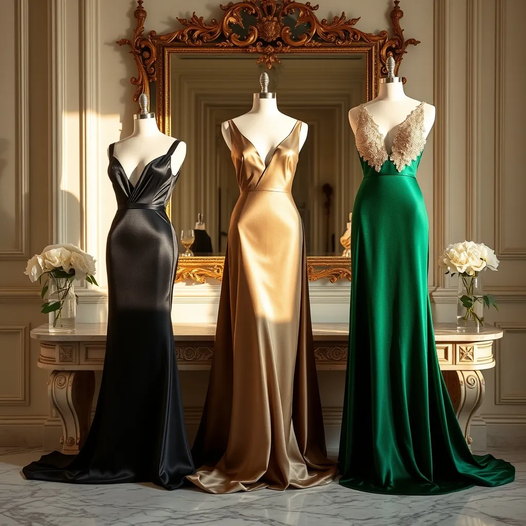 Satin duchesse, velours et sequins mats : le trio de matières qui domine les vestiaires de réveillon