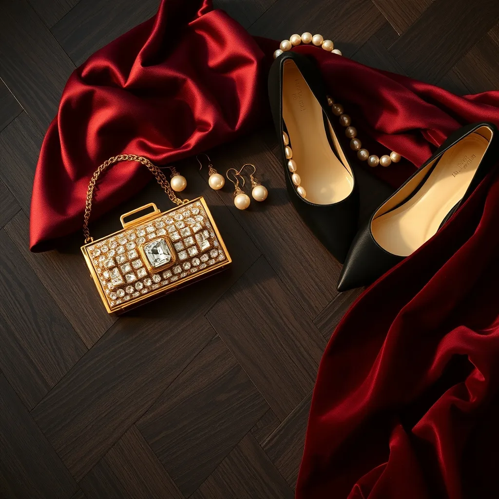 Minaudière dorée, escarpins satin et manteau en velours bordeaux : les accessoires qui font la différence le 31