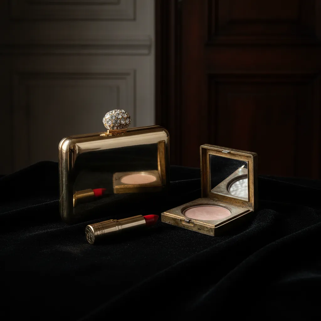 La minaudière en métal doré, héritière directe du nécessaire de sac des années 1930 : un objet qui peut contenir téléphone, clés et rouge à lèvres