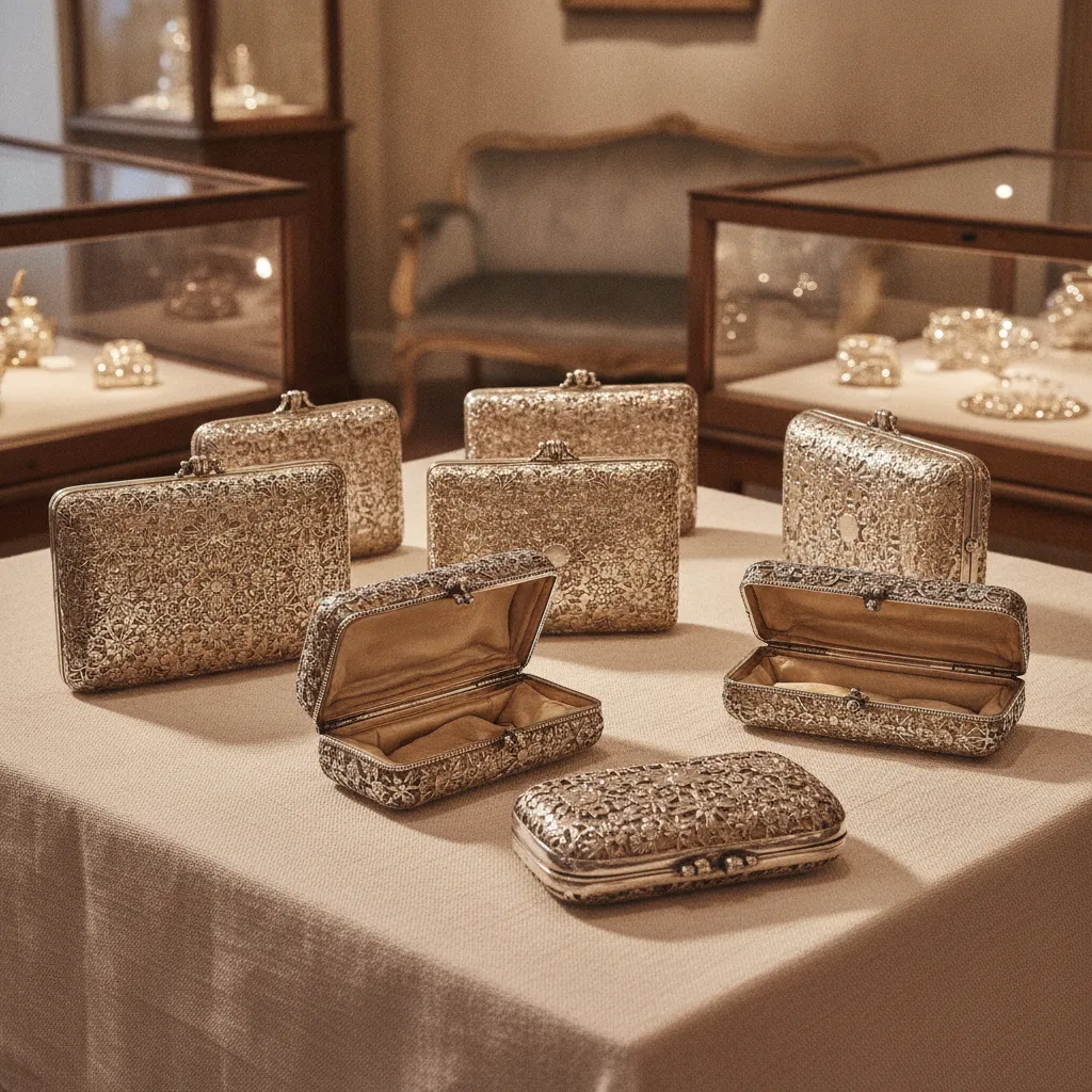 Les minaudières Boucheron en argent vermeil à décor ajouré, accessibles dès 3 500 euros, constituent un excellent premier achat de collection