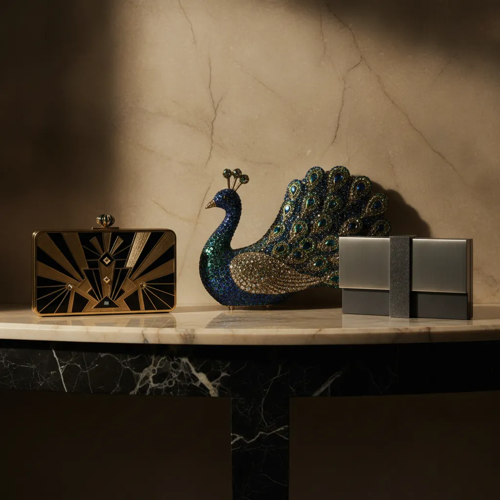 Trois époques de la minaudière : Art déco, figuratif Judith Leiber et minimalisme contemporain