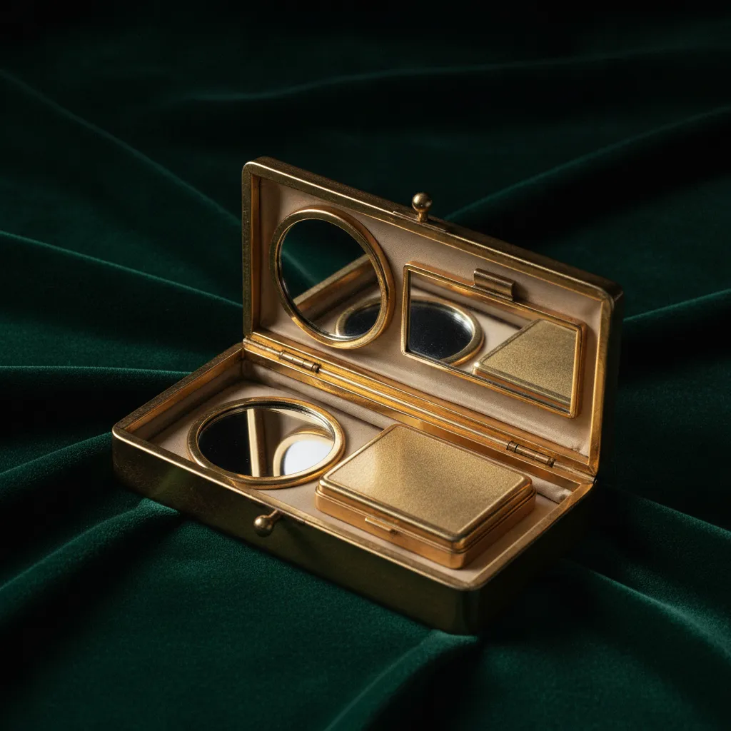 L'intérieur compartimenté d'une minaudière vintage en vermeil, héritage direct du modèle Van Cleef de 1933