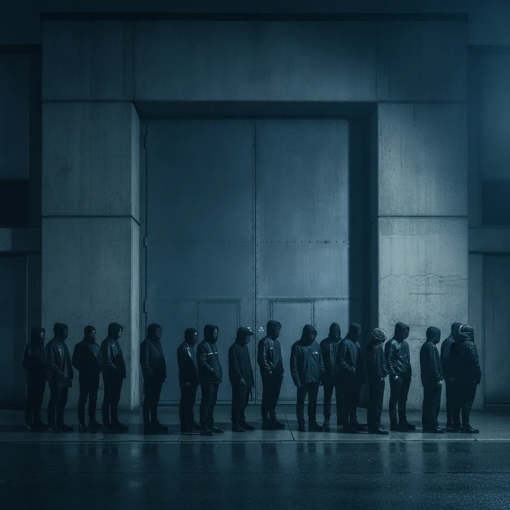 La file d'attente du Berghain : entre 1 h 30 et 3 heures d'attente en moyenne le samedi, sans garantie d'entrée
