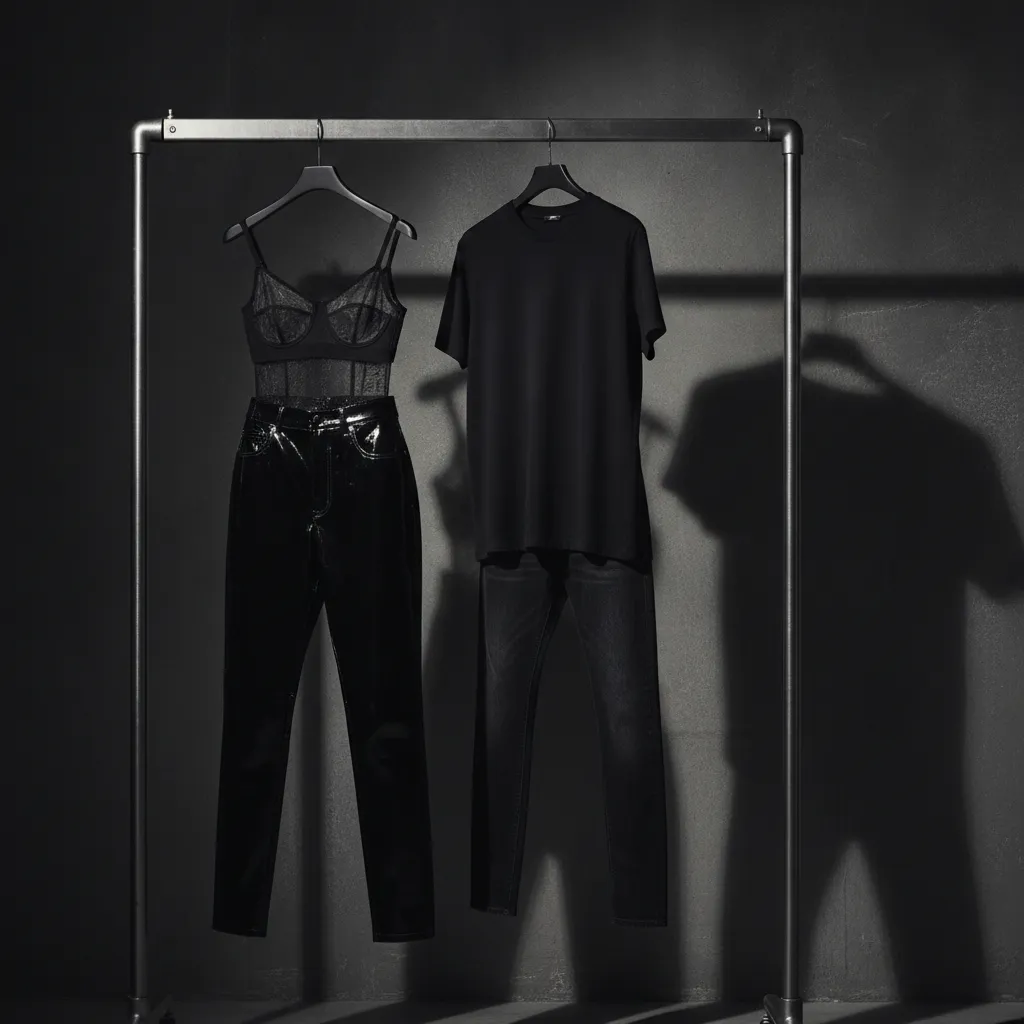 Silhouettes femme et homme du vestiaire Berghain : le noir comme langage commun