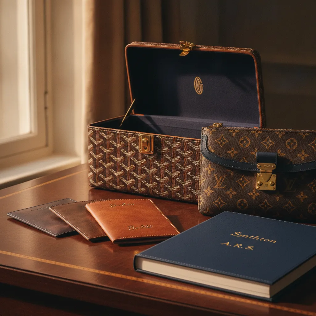 Maroquinerie de voyage personnalisée : des initiales marquées à chaud qui transforment un accessoire en objet de famille