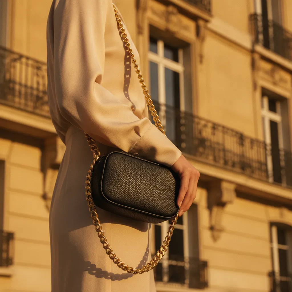 Le format crossbody en cuir grainé, polyvalent du bureau au dîner, reste le meilleur choix pour un premier achat créateur