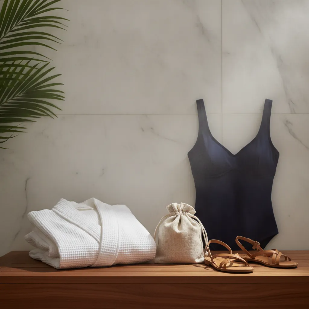 Peignoir nid d'abeille, maillot sobre et sandales plates : le vestiaire codifié de l'espace spa en palace