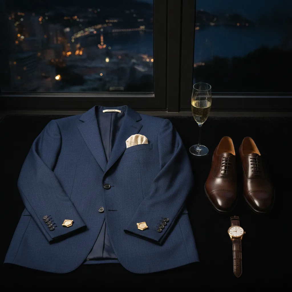 Costume bleu marine, pochette en soie et montre de manufacture : le triptyque gagnant du joueur de Monte-Carlo après 20 heures.