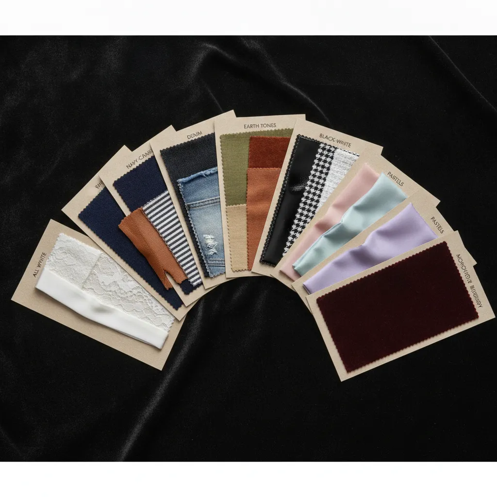 Sept palettes chromatiques pour sept ambiances de shooting : du camaïeu de blancs au monochrome bordeaux
