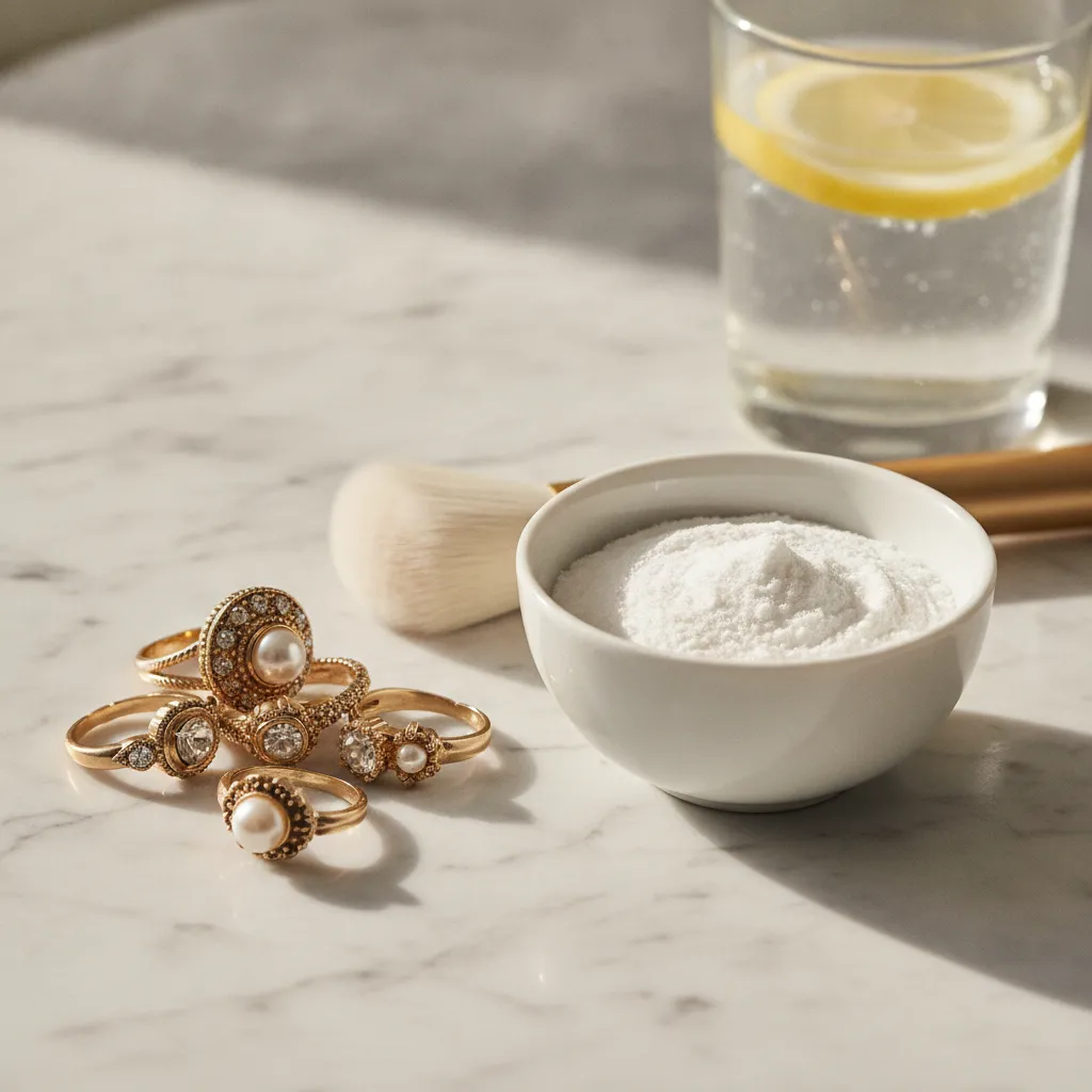 Le bicarbonate de soude alimentaire en pâte légère est le nettoyant le plus sûr pour les alliages dorés