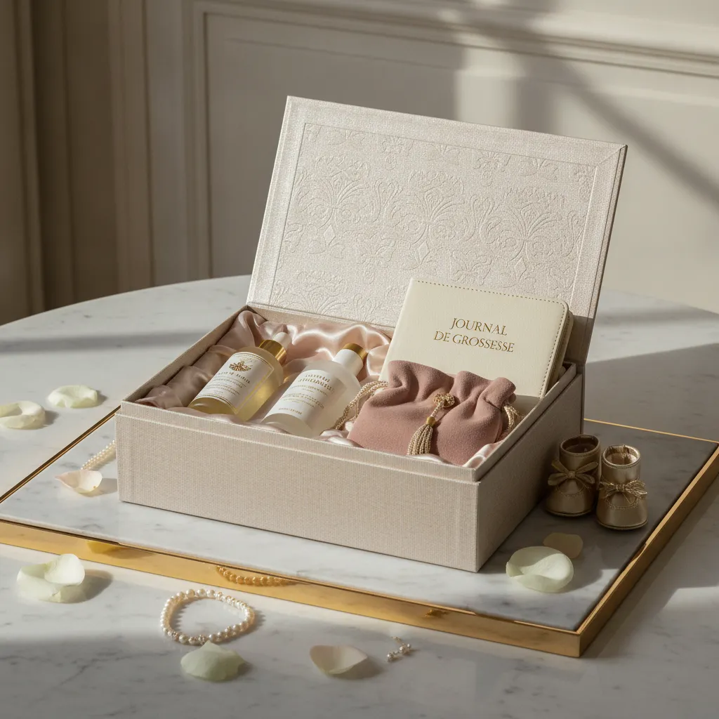 Box maternité, carnet de grossesse et pochette de soirée : trois cadeaux originaux qui changent des classiques puériculture