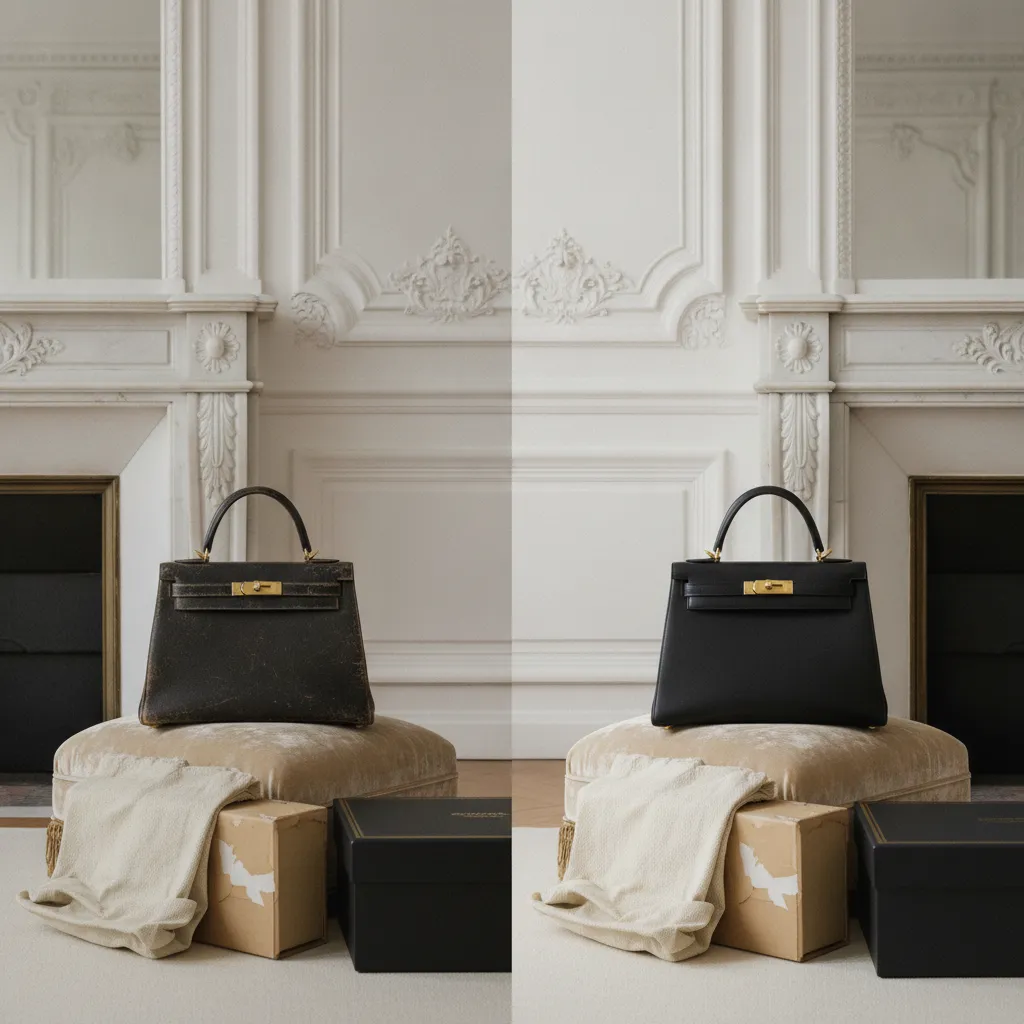 Après restauration complète, un sac vintage retrouve l'éclat qui peut majorer sa valeur de revente de 20 à 40 %