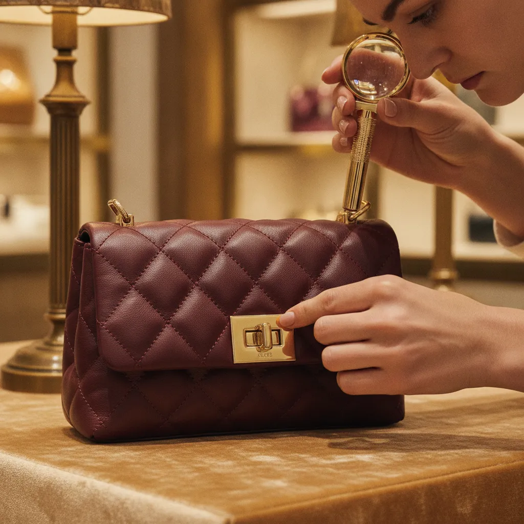 L'expertise en boutique vérifie coutures, quincaillerie et marquages avant de formuler une offre de rachat