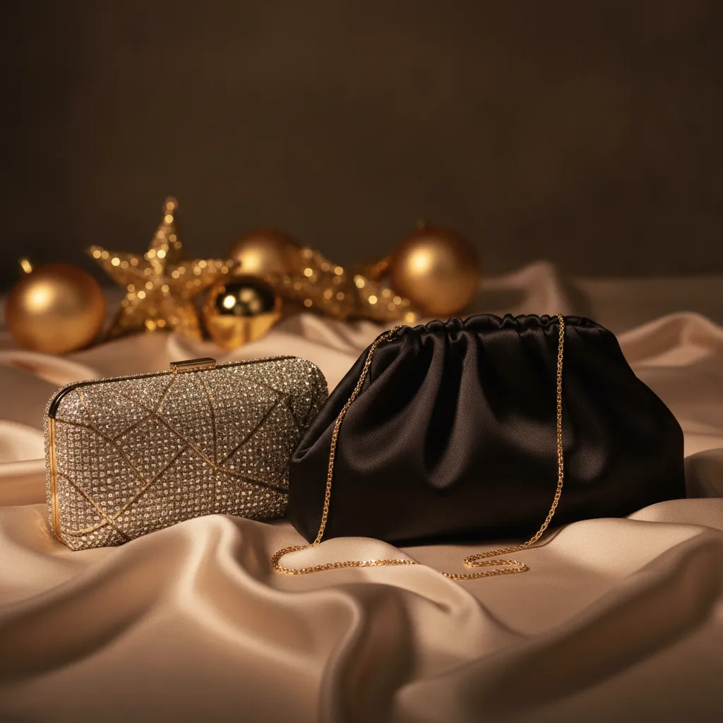 Minaudière en cristaux et pochette en satin : deux formats de sac du soir qui traversent les décennies