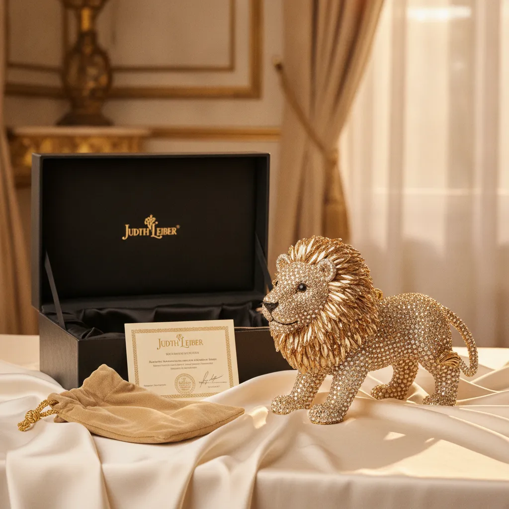 Une Judith Leiber collector avec sa boîte d'origine : ces éléments représentent jusqu'à 25 % de la cote sur le marché secondaire