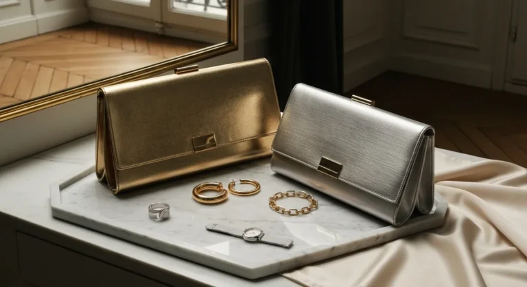 Sac doré ou argenté : le choix se fait sur les bijoux, pas sur la robe